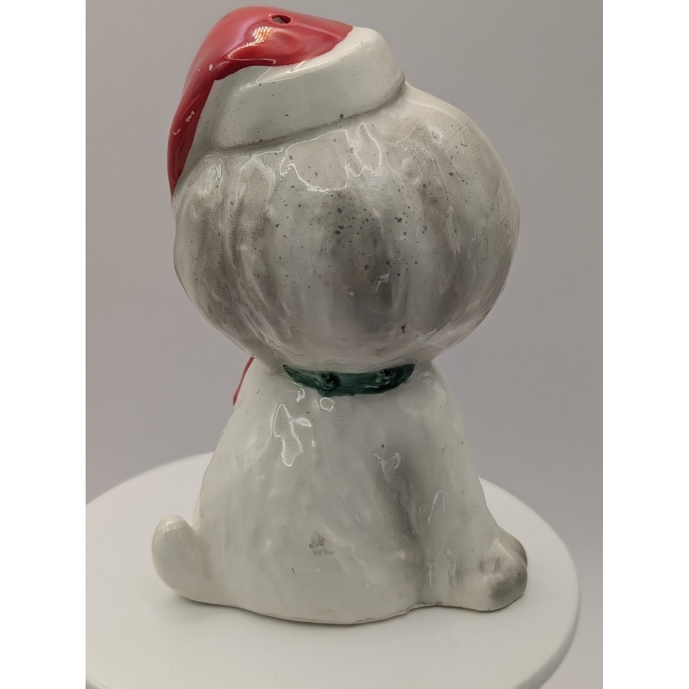 Vintage Christmas White Dogs Salt And Pepper Shakers X-488 Santa Hat. Japan - Picture 4 of 16